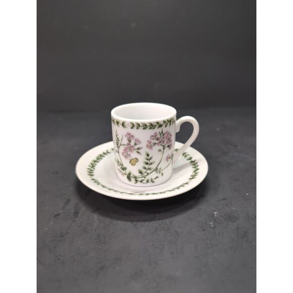 Andrea by Sadek Porcelain Tea Cup and Saucer, Demitasse, Floral Butterfly Design - Picture 1 of 12